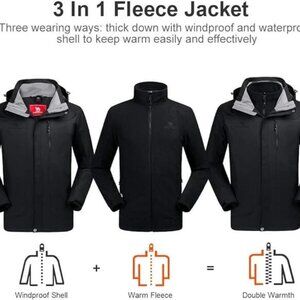 NWOT CAMEL CROWN MEN'S 3 IN 1 WATERPROOF WINDPROOF W FLEECE LINER JACKET SZ L
